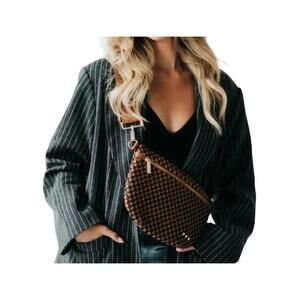 NEW PRETTY SIMPLE women's westlyn woven bum bag in checkered coffee